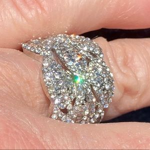 Elegant Princess Faux Diamond White Sapphire 925 Sterling Silver Ring Size 5 1/2